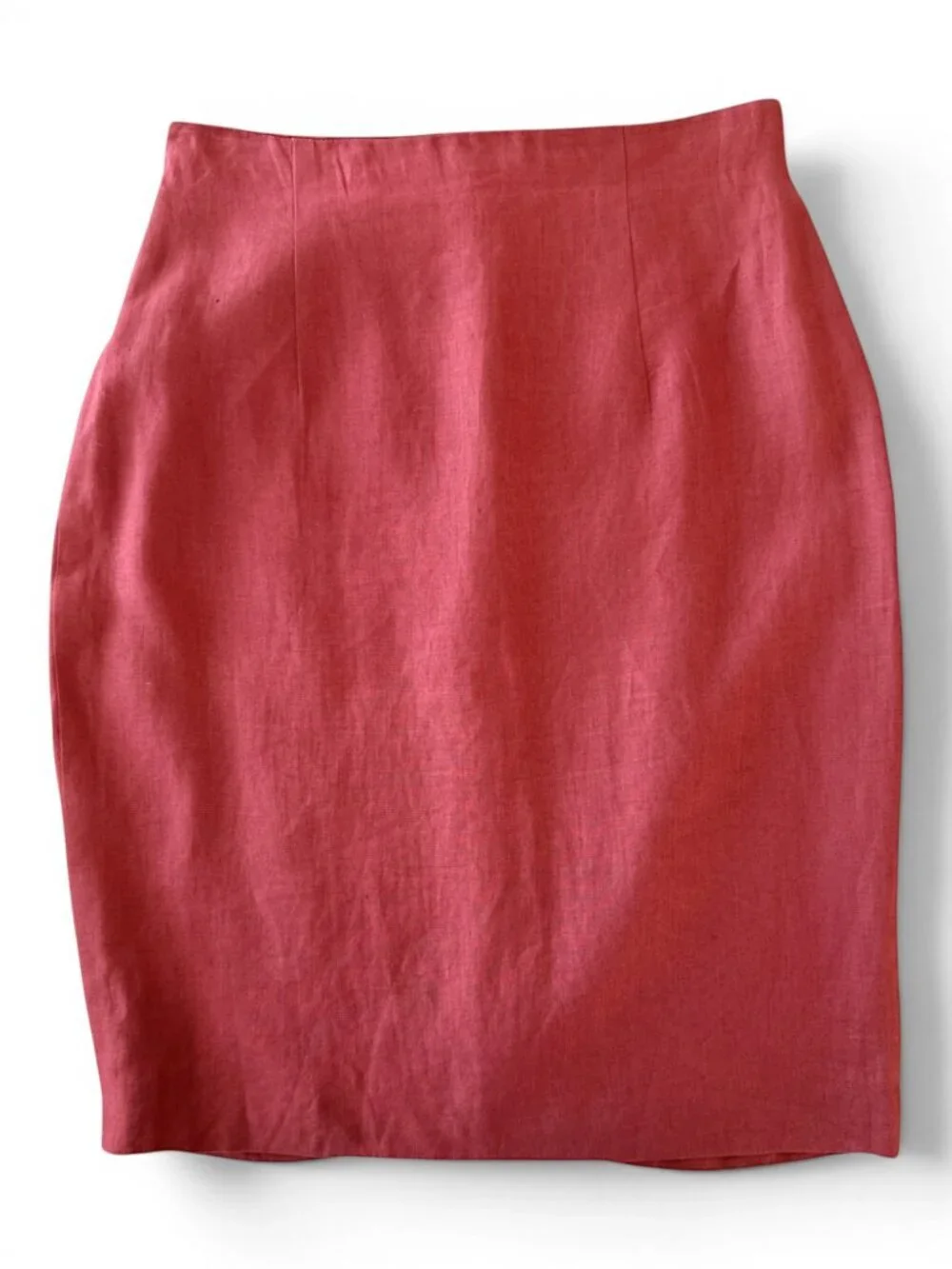 Giorgio Armani Vintage Flax Linen Wrap Style Summer Skirt Rust Red Y2K 44 / 10